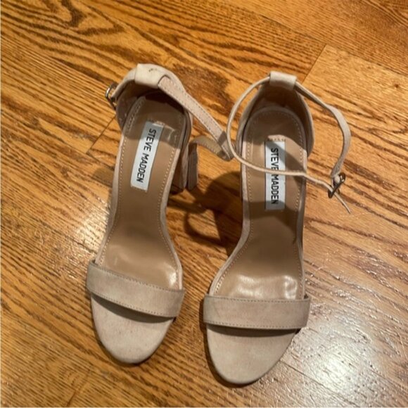 Steve Madden Carrson Heels Sandals Suede Ankle Strap Block Heel Size 8 - Picture 8 of 16
